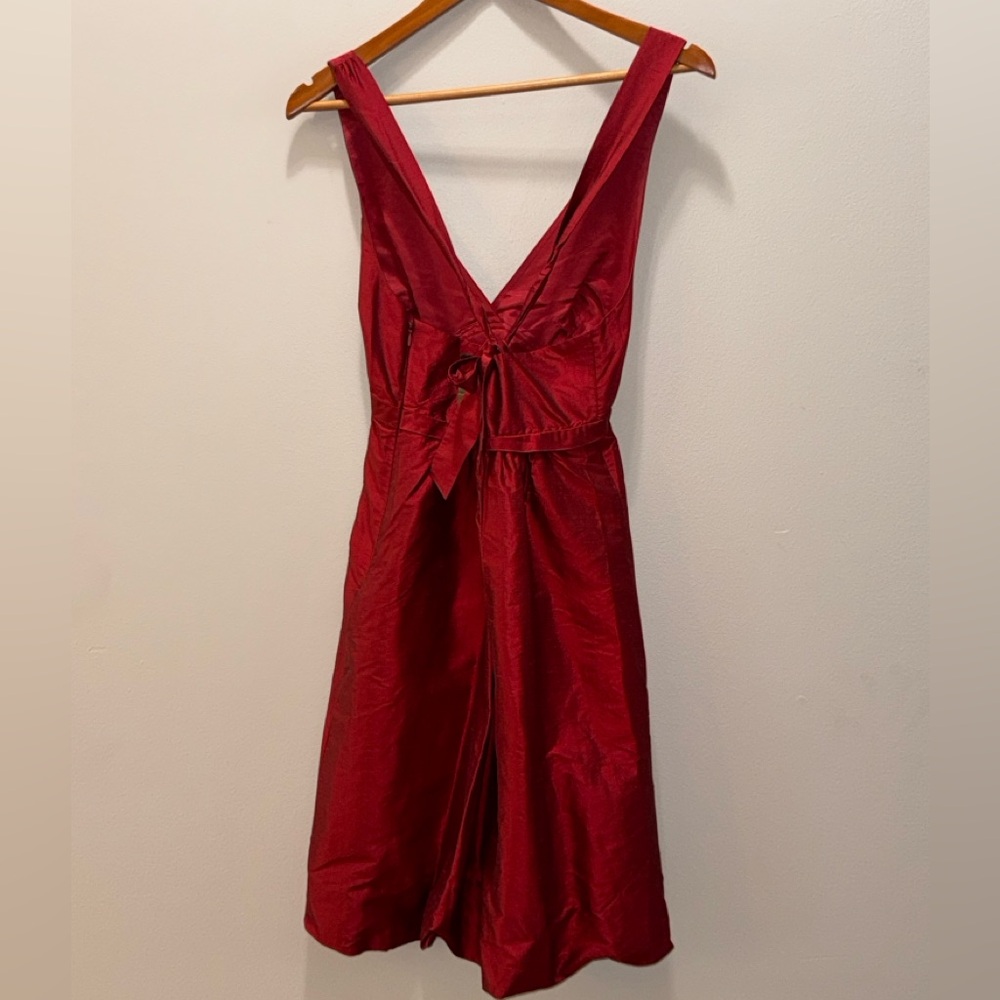 BCBG Maxazria red sleeveless Silk NWT deep V neck halter dress sz 2 - Picture 8 of 10
